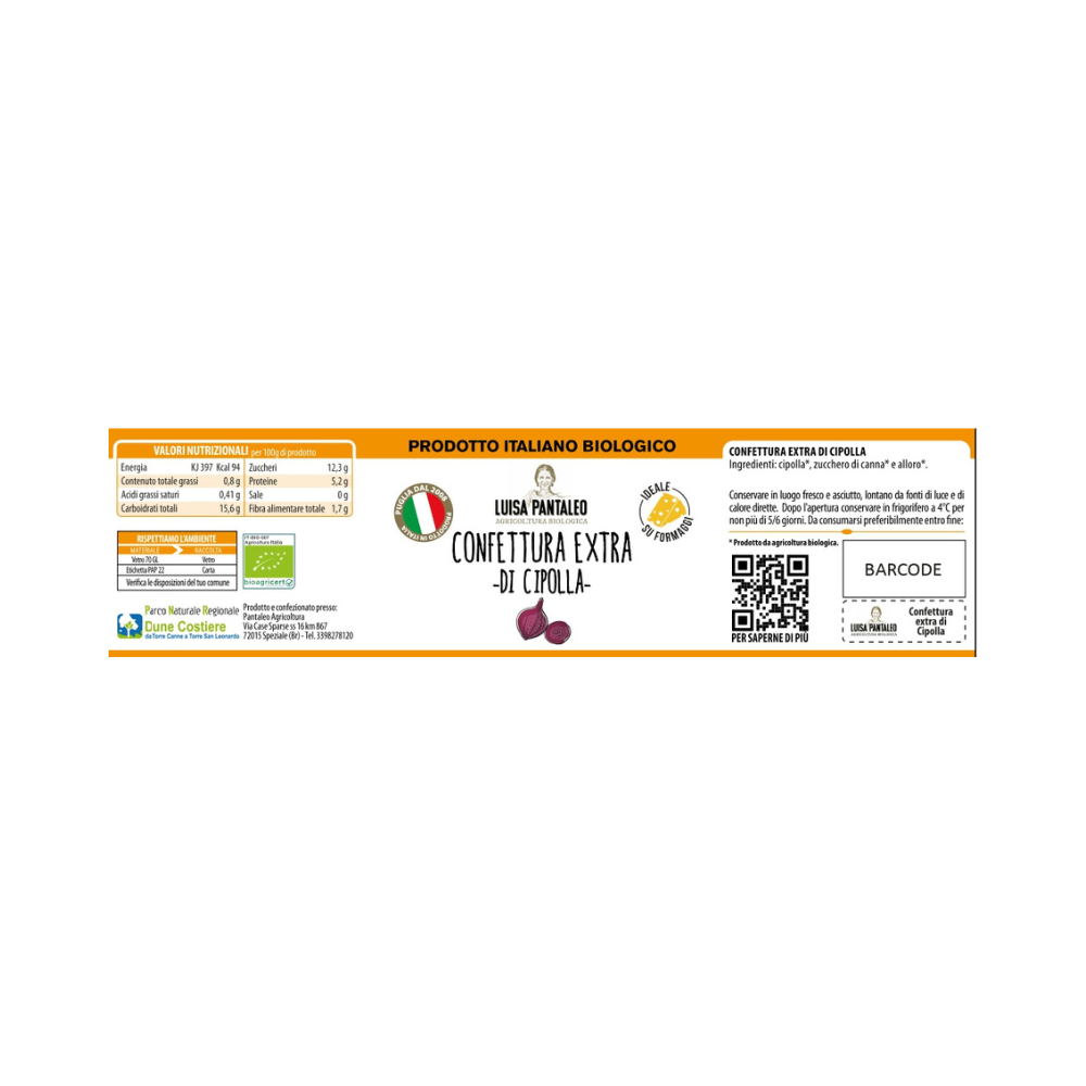 Økologisk løgmarmelade, fra Italien