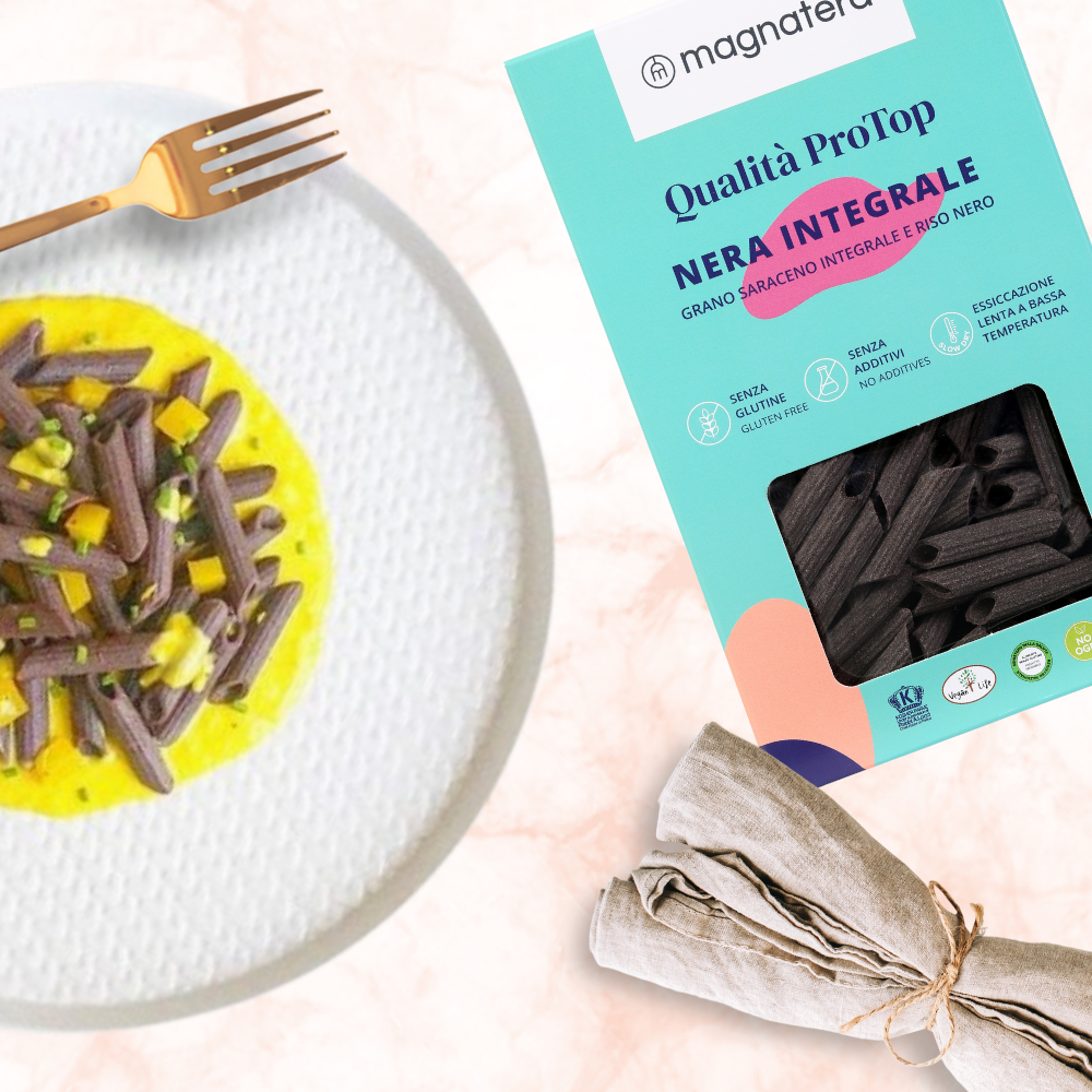 Glutenfri pasta – boghvede og sort ris - fremstillet i Italien