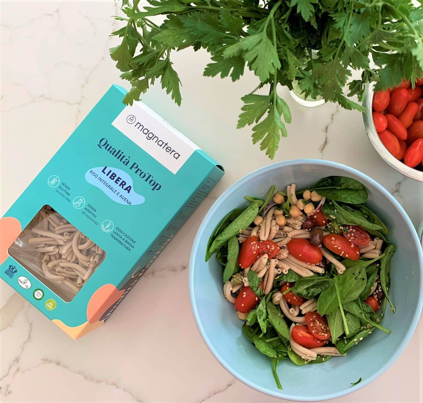 Glutenfri pasta – fuldkornsris og havre - fremstillet i Italien