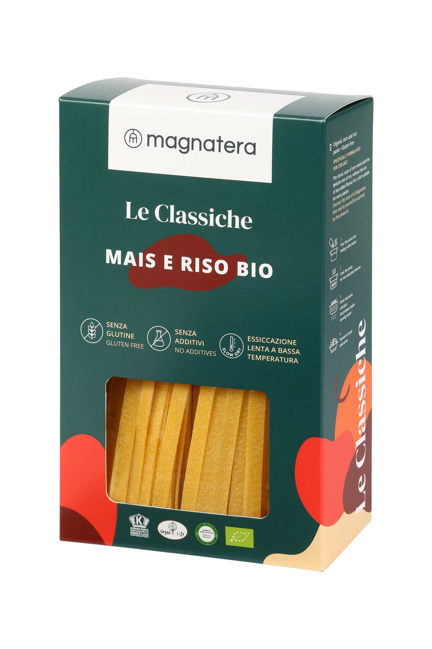 Glutenfri pasta – majs og økologisk ris - fremstillet i Italien
