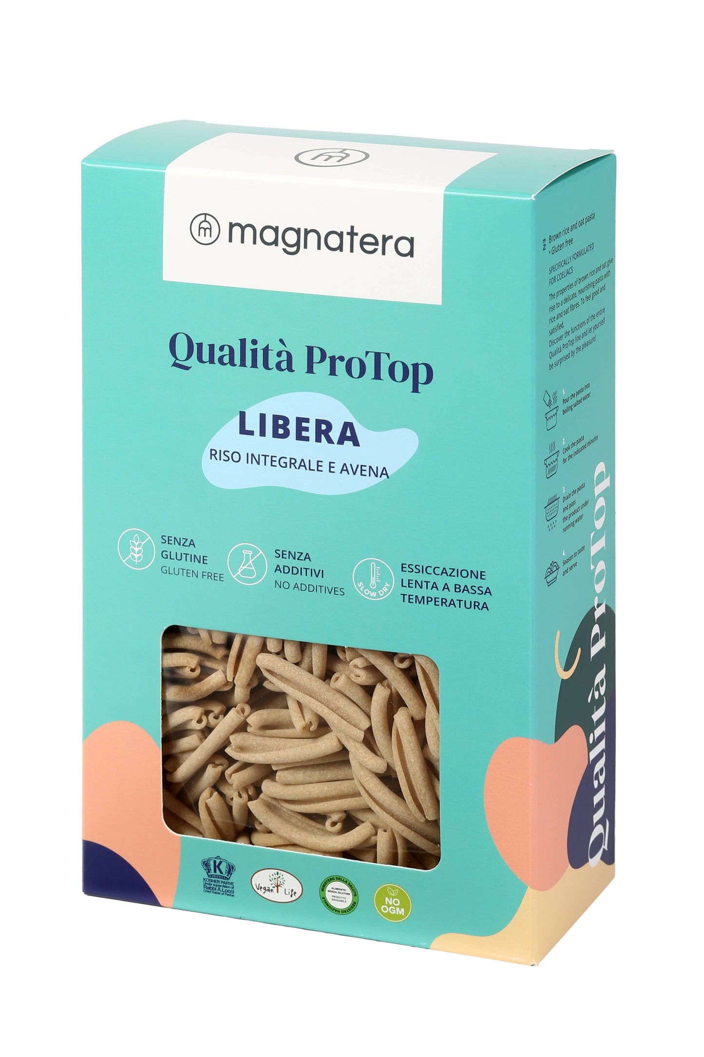 Glutenfri pasta – fuldkornsris og havre - fremstillet i Italien