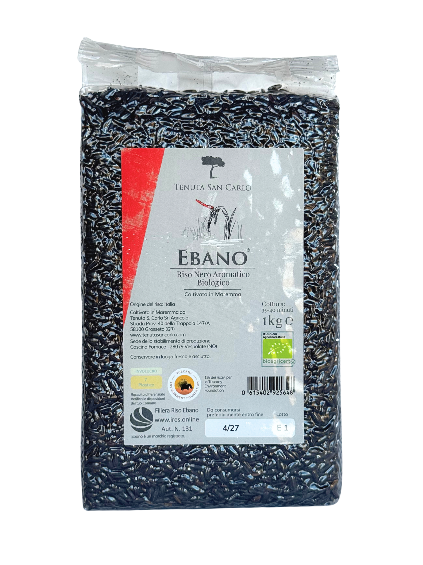 Ebano, økologiske sorte aromatiske fulkornsris