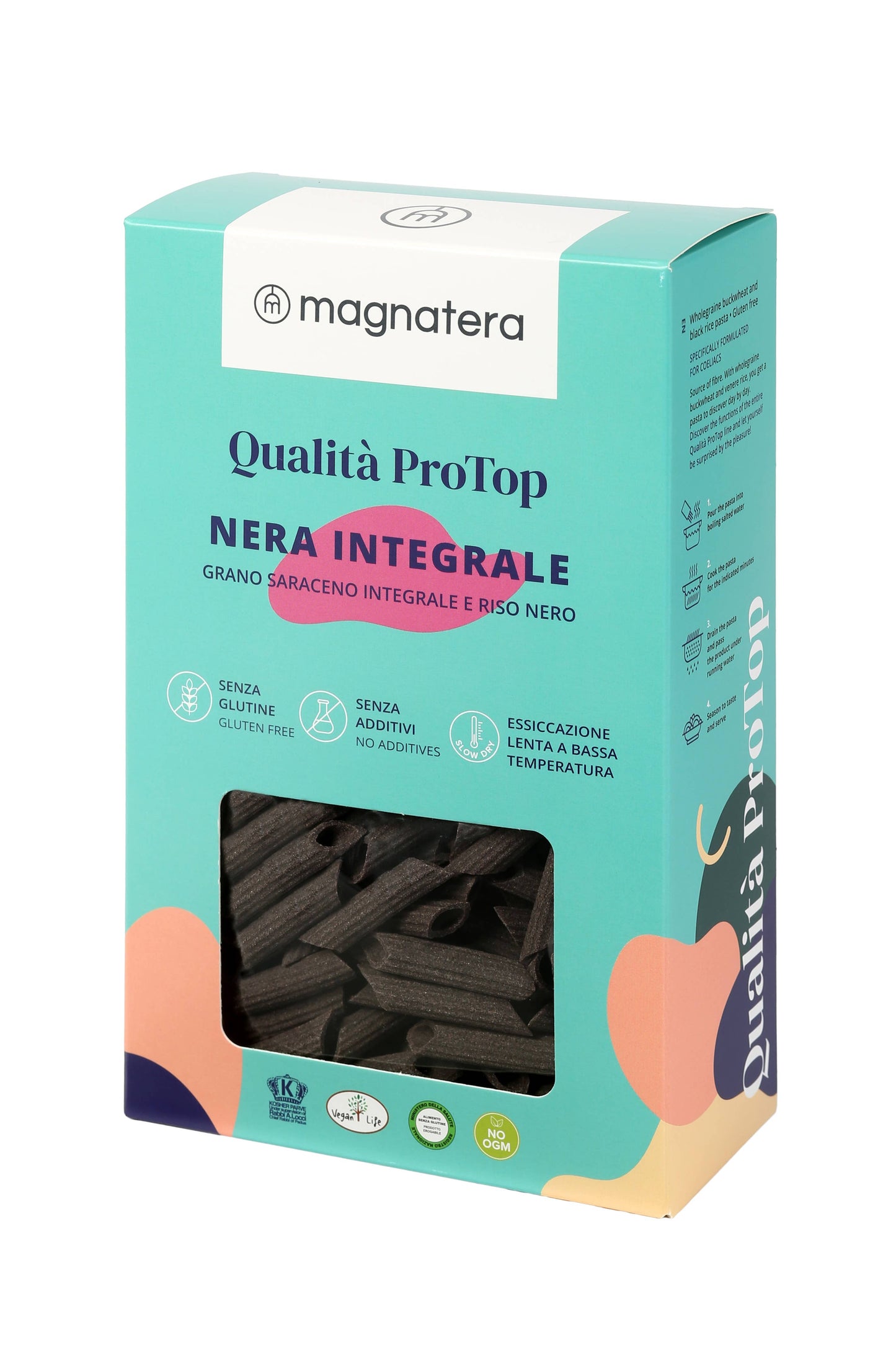 Glutenfri pasta – boghvede og sort ris - fremstillet i Italien