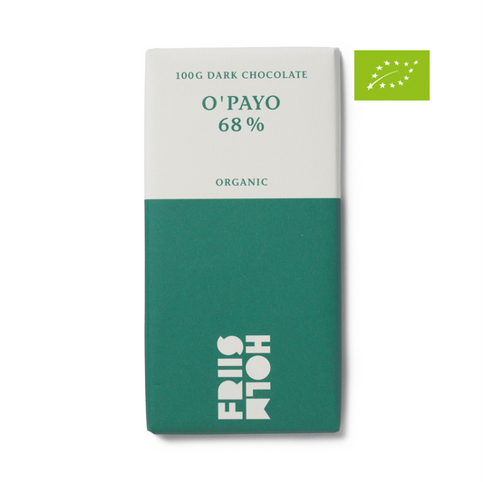 O'Payo 68 %, 100 g. Øko. DK-ØKO-100. Mørk