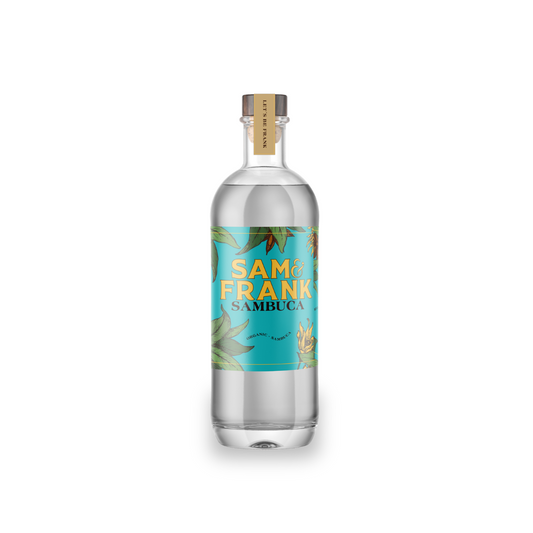 Sam & Frank Sambuca 70 cl – Økologisk dansk sambuca med intens anis-smag og blød fylde. 40 % alc – perfekt som aperitif, digestif eller i cocktails.