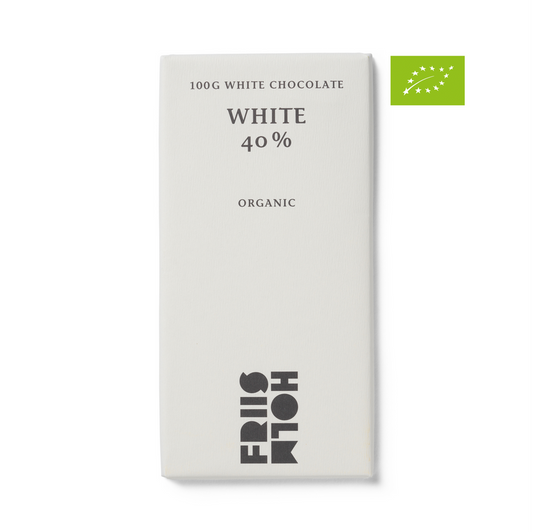 White chokolade 40 %, 100 g.