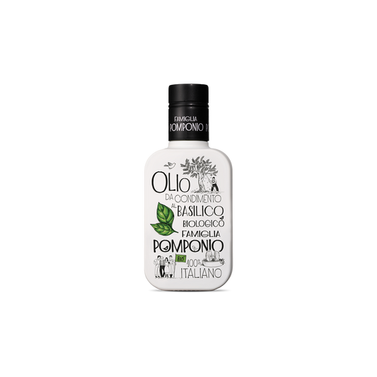 250 ml økologisk ekstra jomfru olivenolie, med naturlig basilikumaroma